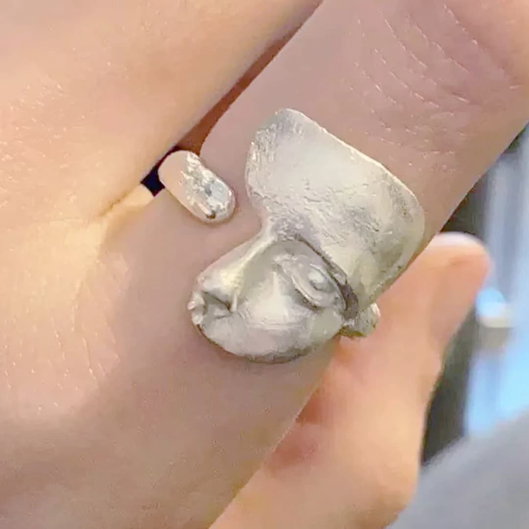 Sam Panda 925 Sterling Silver Mask Ring For Women Gift Frosting Vintage Irregular Personality Punk Jewelry Dropshipping - 2