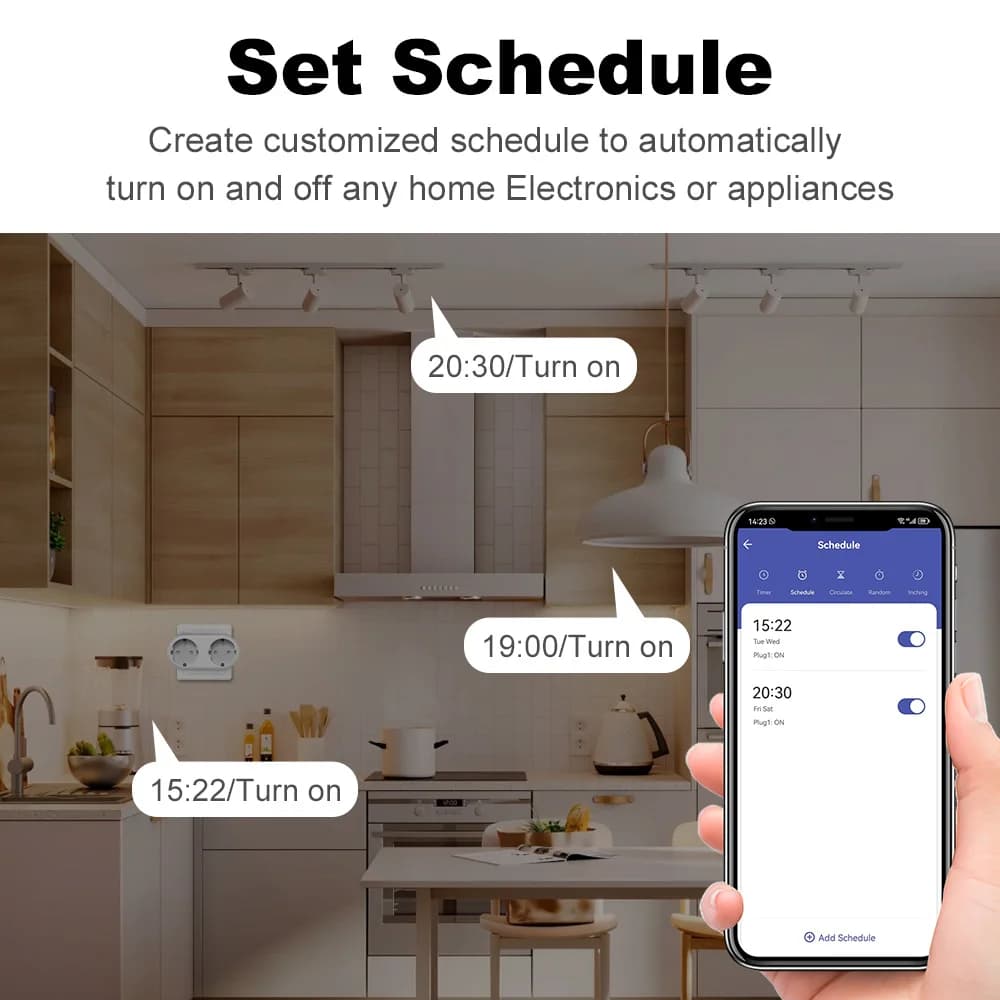 مقبس ذكي من Tuya WIFI بقابس كهربائي مزدوج 2 في 1 قياسي أوروبي 16A 240V محول طاقة للسفر محول تحويل - 5
