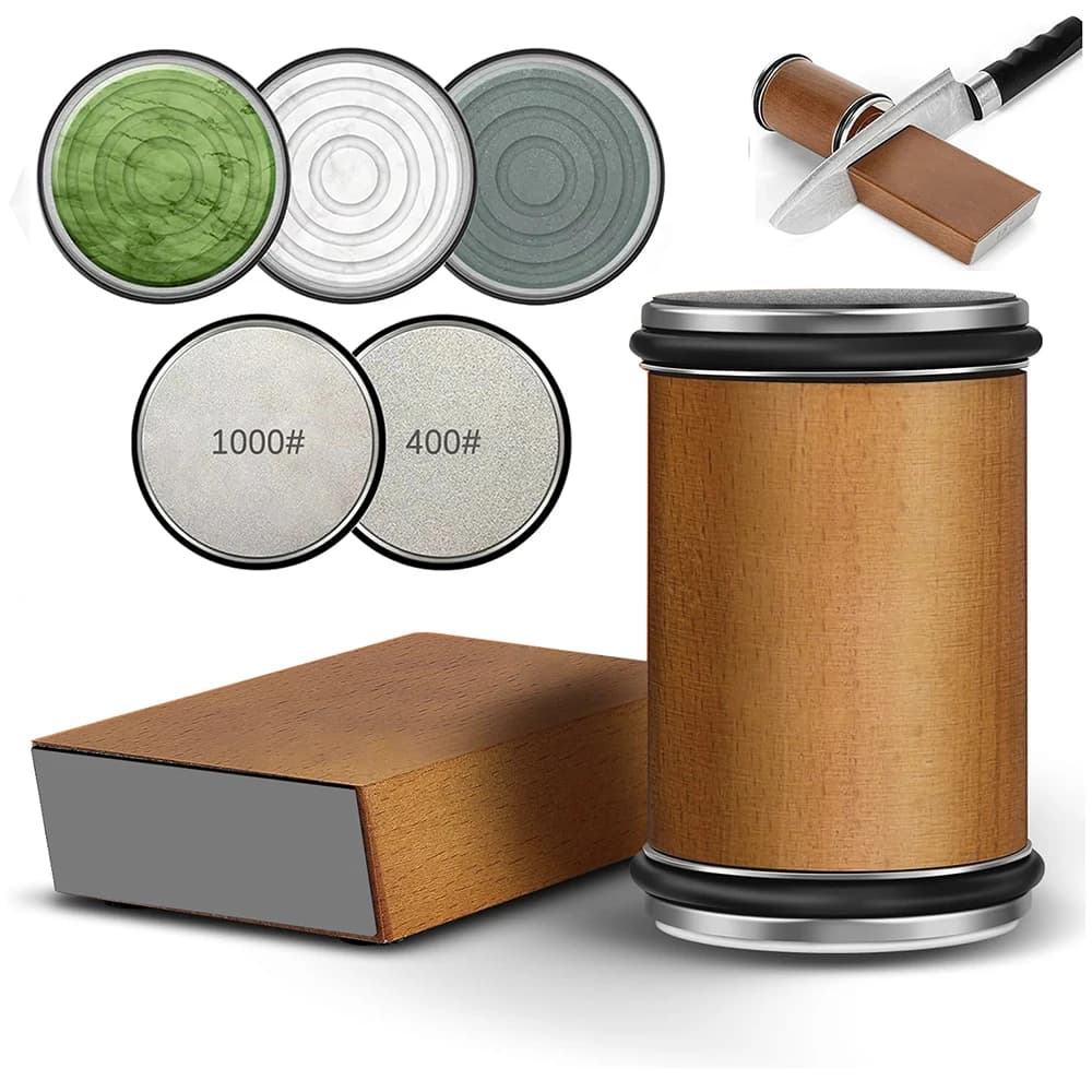 شاحذ سكاكين دوار حجر شحذ ماسي مزدوج الوجهين 15/20 درجة بكرة زاوية مغناطيسية شحذ سكاكين المطبخ