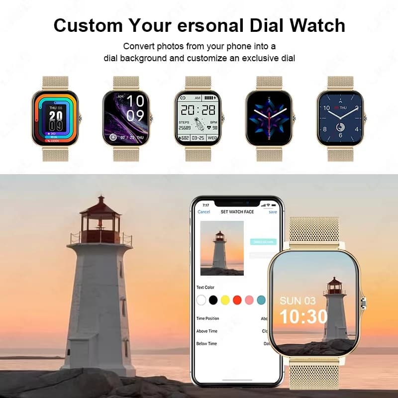 LAXASFIT New Smart Watch HD Display Answer Call Make Calls Message Preview Sport Modes Smartwatch DIY Dial Men Women - 6