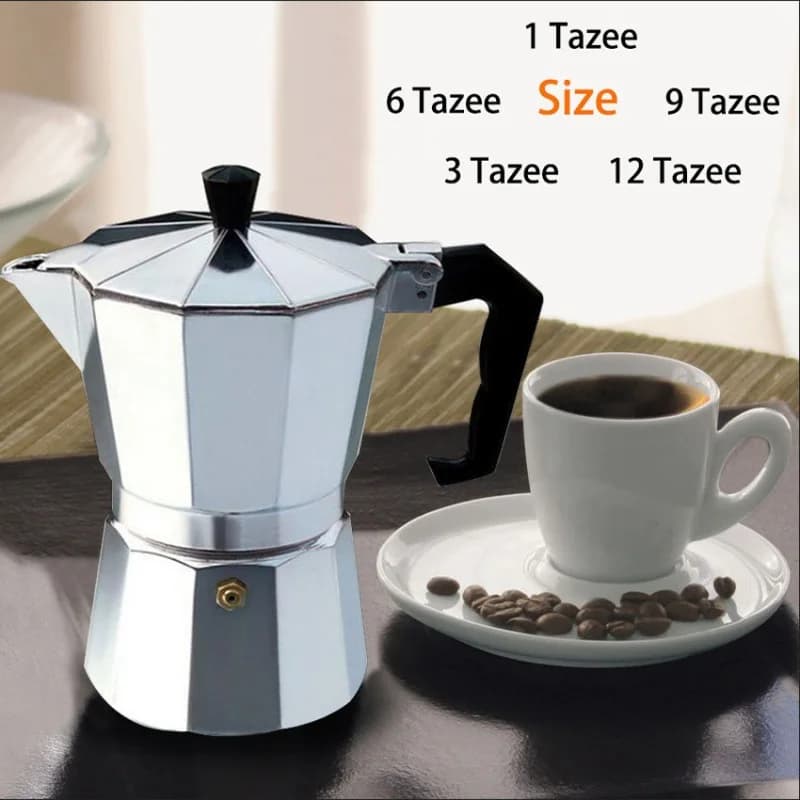 آلة صانع قهوة من الألمنيوم، إبريق موكا، إبريق قهوة موكا، إبريق ألمنيوم ثماني الأضلاع - 2
