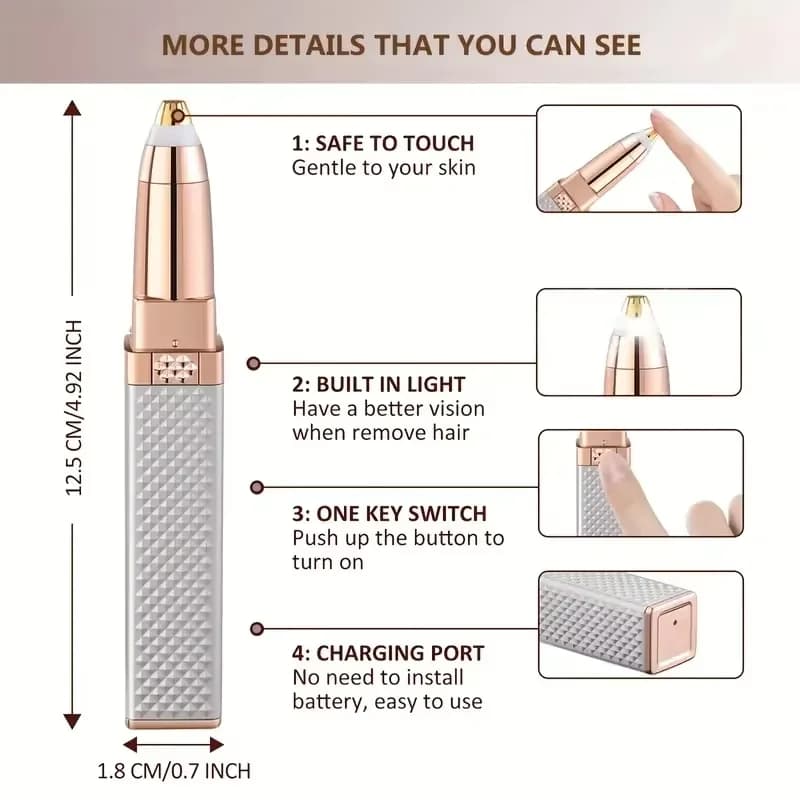 Women's 2-in-1 Electric Hair Removal Device Lip Balm Style Eyebrow Trimming Shaving Special Tool for Underarm Leg Hair Removal - 6