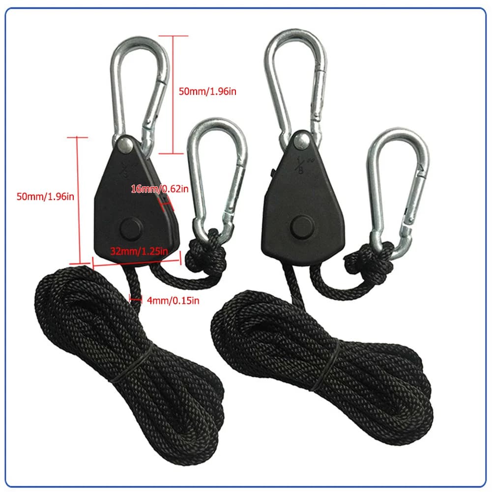 1-16pcs 2m Camping Tent Rope Tensioners Lanyard Hanging Awning Tensioners Ratchet Hanger Pulley Lifting Pulley Hook - 6