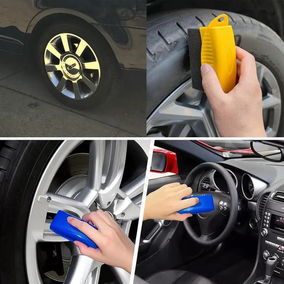 فرشاة إسفنجية لتلميع وتشميع عجلات السيارة فرش تنظيف إطارات السيارة ABS وسادة تطبيق تفاصيل الكونتور - 3