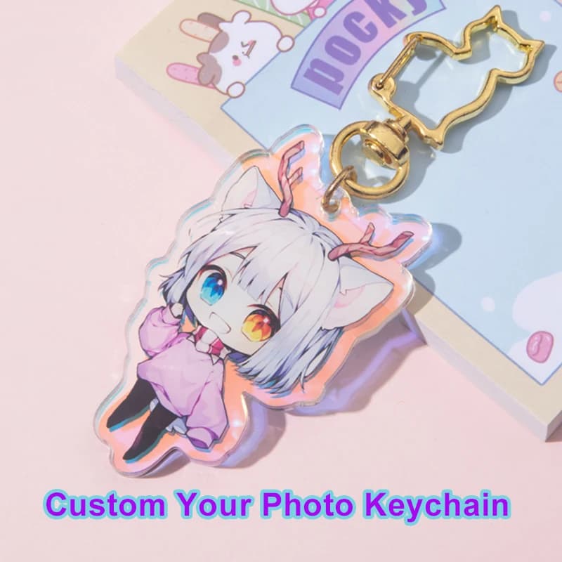 Custom Keychains Cartoon Llavero Key Chain Photo Customized Anime Charms Hologram Clear Acrylic Personalized Designer Keychains - 4