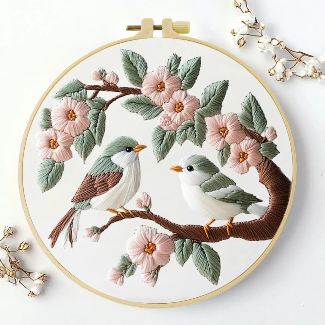 1pc 20X20CM/15X15CM 7.87/6.3inch Embroidery Starter Kit DIY kit Home Decor，Flowers and birds，Embroidery kit - 3
