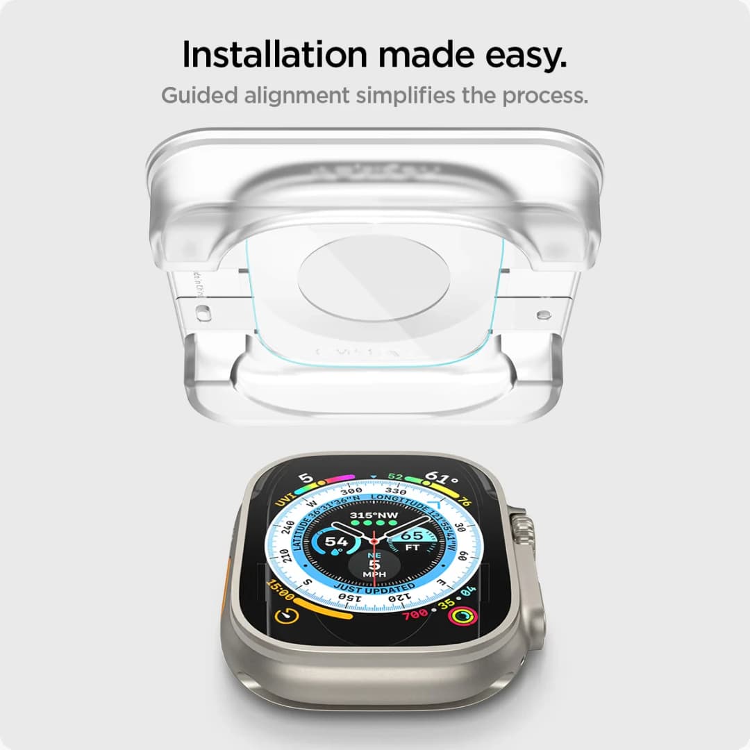 2PCS Spigen Tempered Glass Screen Protector [Glas.tR EZ Fit] Designed For Apple Watch Ultra 3 Ultra 2 Ultra (49mm) (46mm) (45mm) - 5