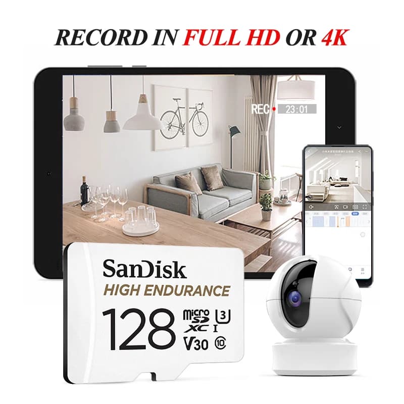 SanDisk High Endurance Video microSDCard C10 U3 V30 4K UHD 32G 64G128G256G Read 100MB/s X-ray-proof for Dash Cam Home Monitoring - 4