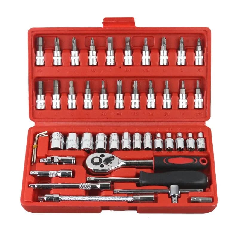 46pcs Drive Ratchet Torque Wrench Combo Auto Repairing Set Mechanic Tool Car Repair Tool Kit 1/4-Inch Socket Set Car Repair Tool - 4