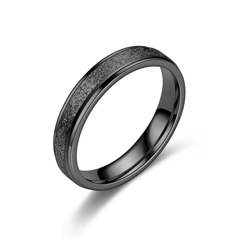 4mm Minimalist Thin Stackable Stainless Steel Ring Black for Lovers Frosted Round Knuckle Rings Wedding Band Engagement Jewelry