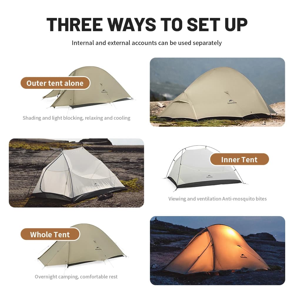 Naturehike Cloud up 2 pro Two Person Hiking Tent Lightweight Outdoor Camping Professional Camping Equipment - 6