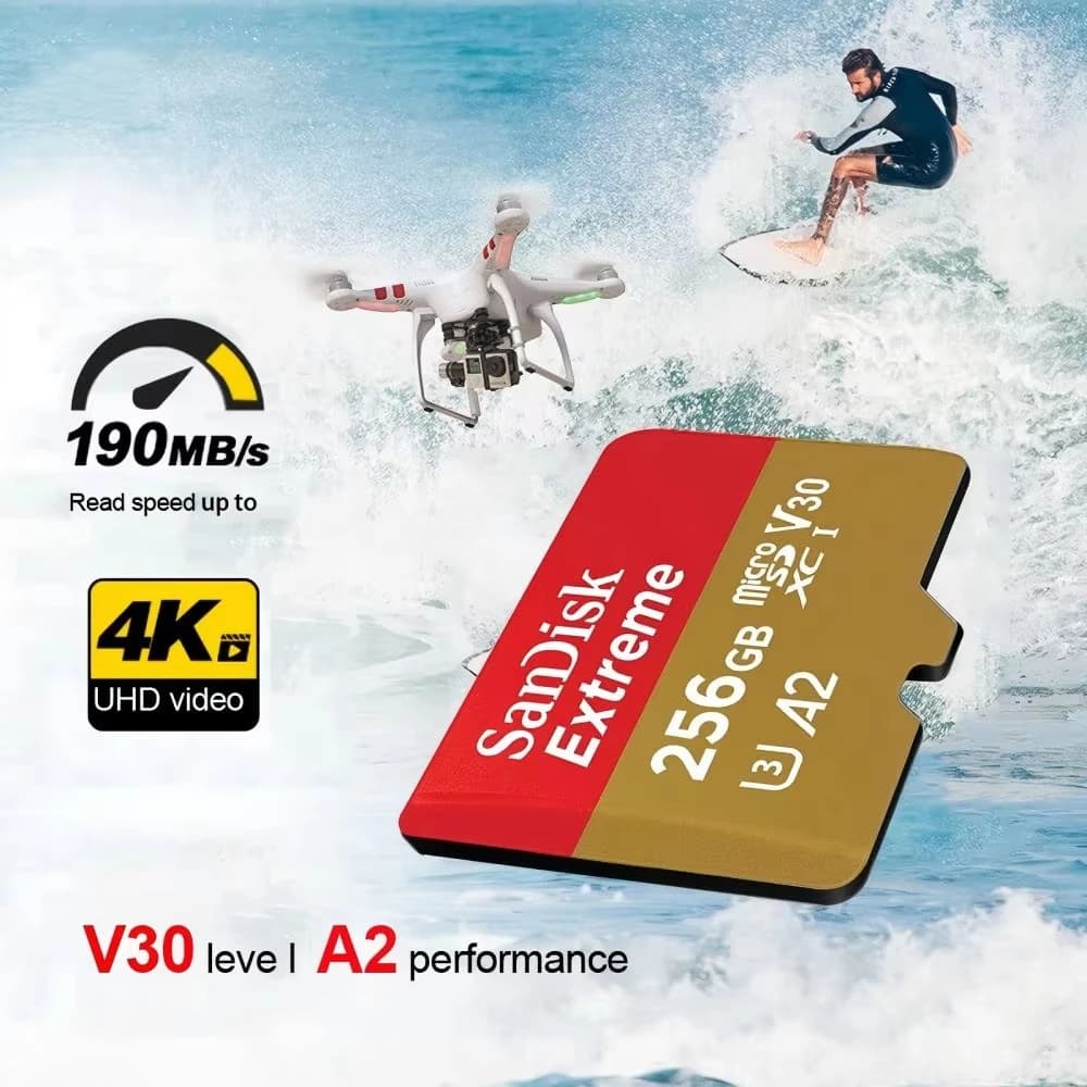 بطاقة ذاكرة Sandisk TF SD Micro جديدة طراز 2026، سعة 256 جيجابايت، فئة A2، مناسبة للكمبيوتر، متاحة للشحن المباشر - 4