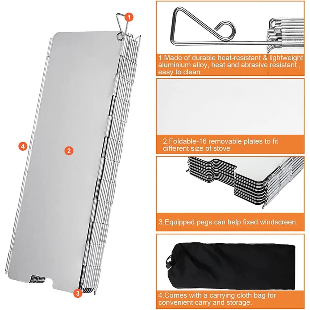 Lightweight Folding Camping Stove Windshield 9/10/8 Plates Gas Cooker Wind Screen for Outdoor Picnic Portable Wind Shield - 3
