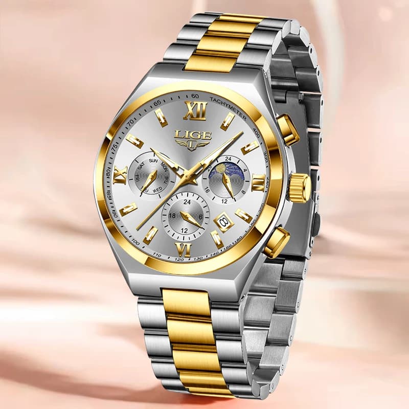 ساعات LIGE نسائية أنيقة، ساعات كوارتز نسائية بتاريخ مضيء، ساعة سوار رياضية مقاومة للماء من الفولاذ المقاوم للصدأ، هدية للنساء - 3