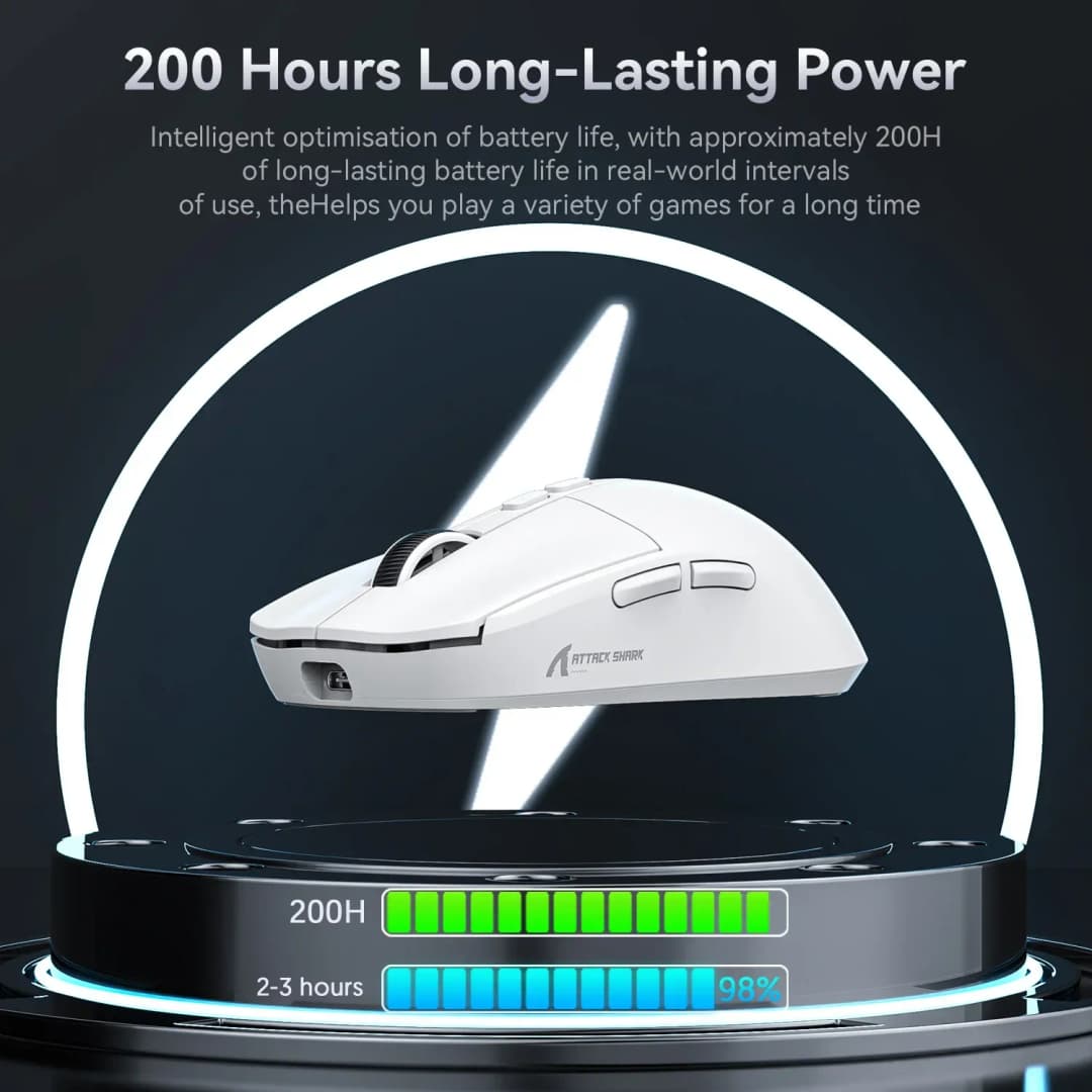 ATTACK SHARK X6 Tri-Mode Wireless Gaming Mouse, 55g Lightweight, PAW3395 Sensor, 26000 DPI,RGB Charging Dock,1000Hz Polling Rate - 5