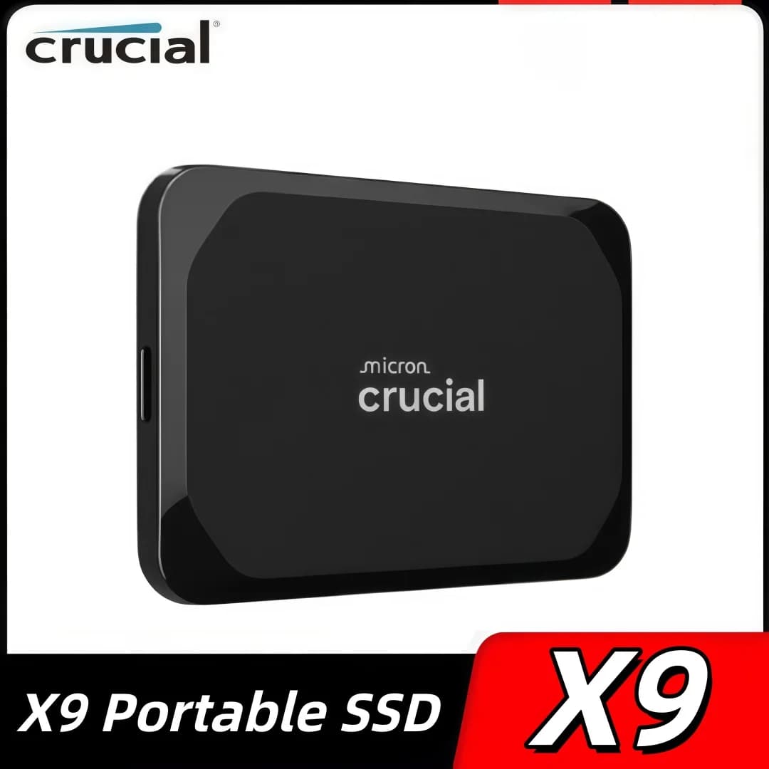 قرص صلب محمول Crucial X9 بسعة 1 تيرابايت، سرعة نقل تصل إلى 1050 ميجابايت/ثانية، USB 3.2 Type-C، مناسب لأنظمة ويندوز وماك وأندرويد