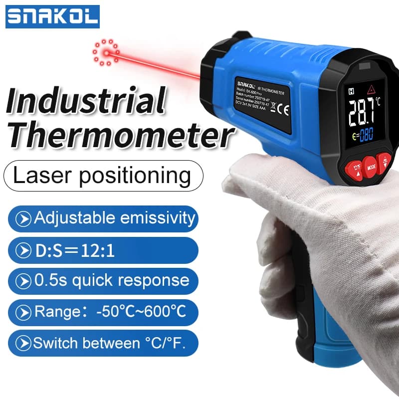 Infrared Non-Contact Digital Thermometer Handheld High-Precision Temperature Sernsor Industrial Kitchen Pyrometer Gun
