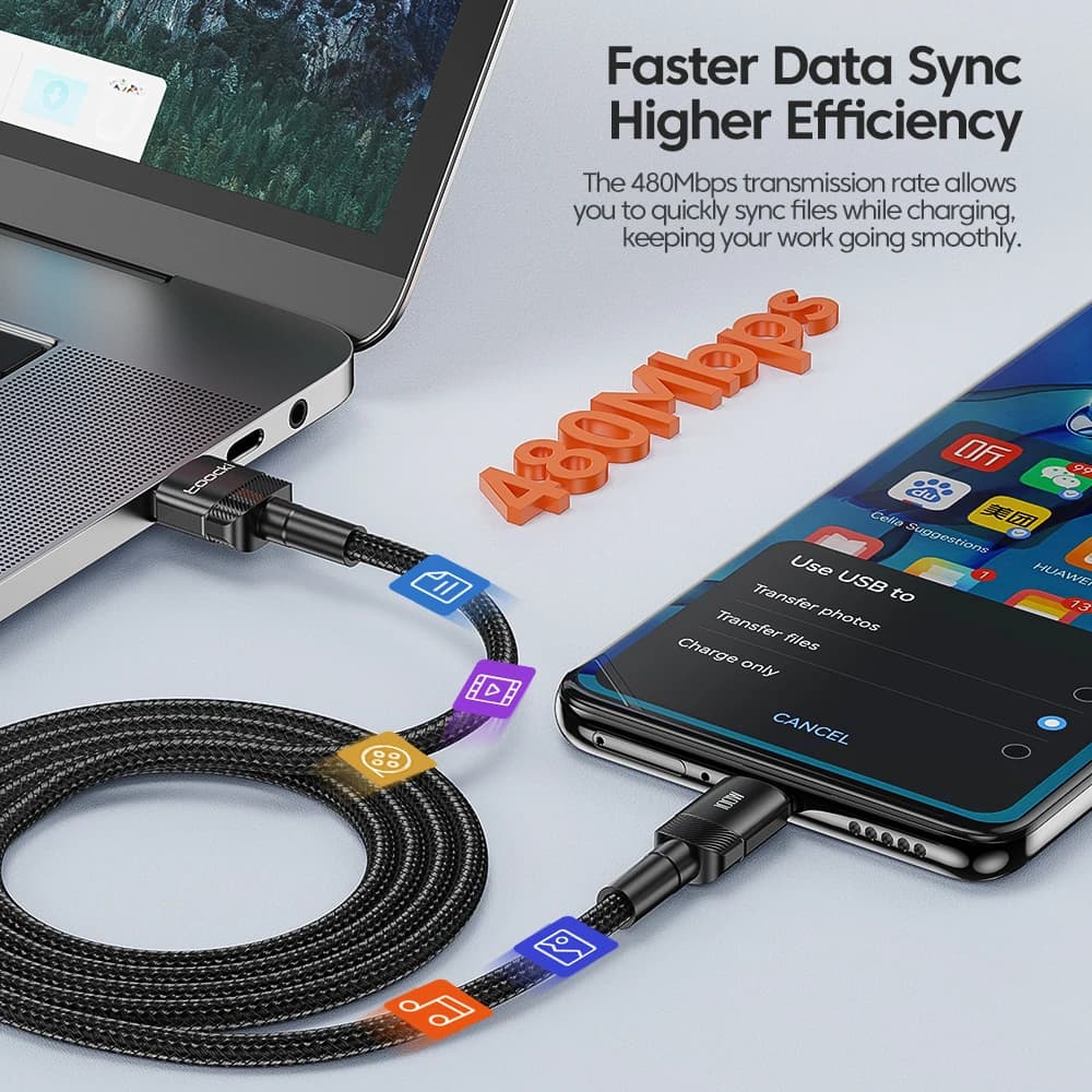 Toocki 6A USB إلى نوع C كابل لهواوي Xiaomi PD 100 واط شحن سريع شاحن USB C بيانات الحبل شحن سريع لسامسونج Oneplus - 4