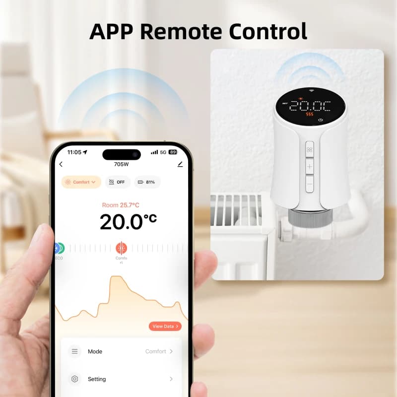 صمام مشعاع ترموستات Tuya Zigbee الذكي، مشغل TRV، متحكم درجة حرارة التدفئة، يعمل بالبطارية، متوافق مع أليكسا وجوجل هوم - 2