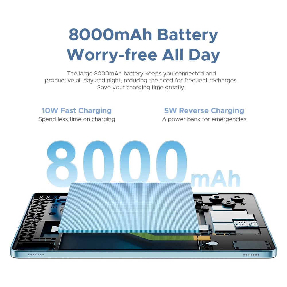 جهاز لوحي DOOGEE Tab G6، نظام أندرويد 15، شاشة 11 بوصة، ذاكرة 30 جيجابايت (6+24 جيجابايت)، تخزين 256 جيجابايت، بطارية 8000 مللي أمبير، Widevine L1 - 5