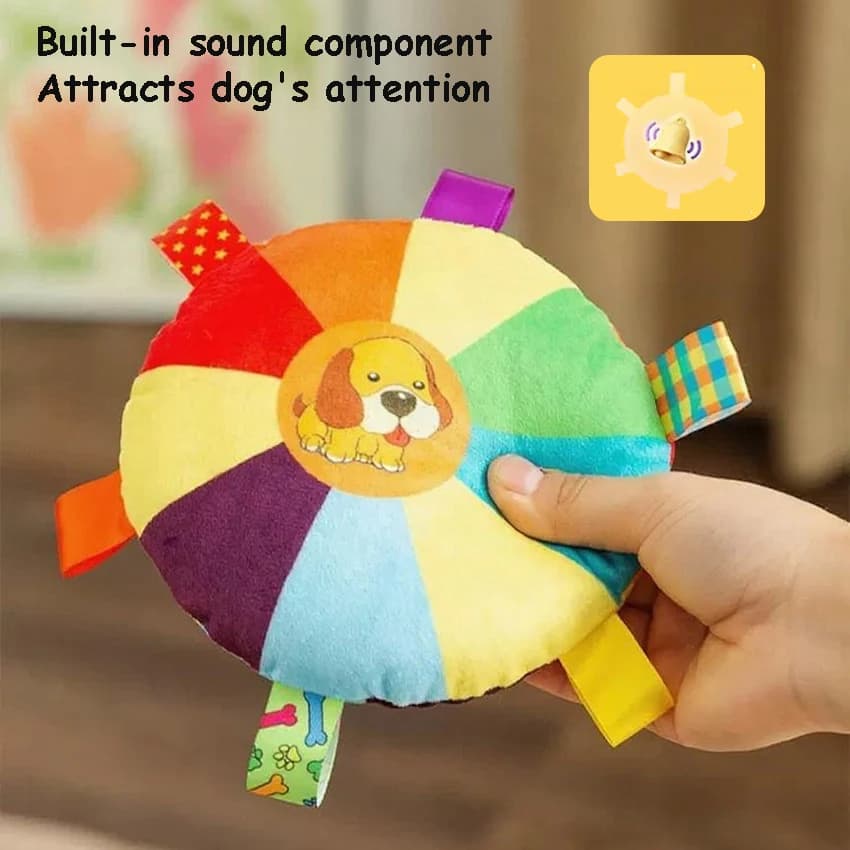لعبة كلاب مضحكة على شكل طبق طائر قوس قزح من القطيفة، ألعاب تدريب تفاعلية خارجية، ألعاب مضغ للحيوانات الأليفة، أقراص طائرة مقاومة للعض - 2