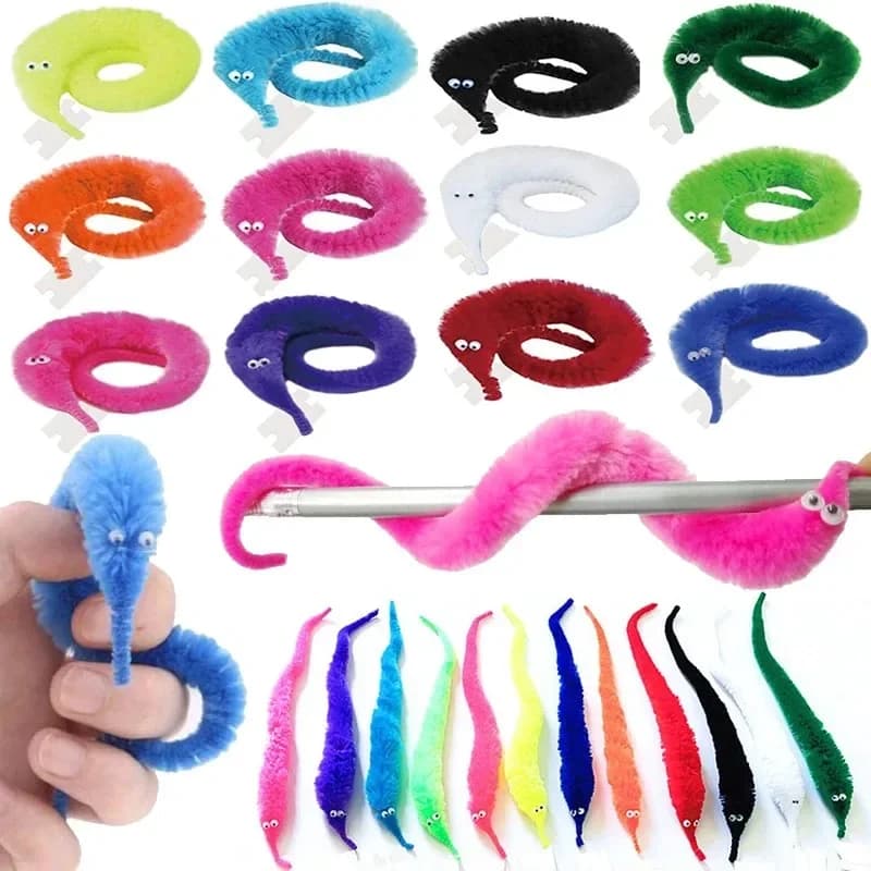 Funny Worm Magic Props Toys for Children Kids Beginners Wiggly Twisty Worm with Invisible String Party Games Trick Toys - 3
