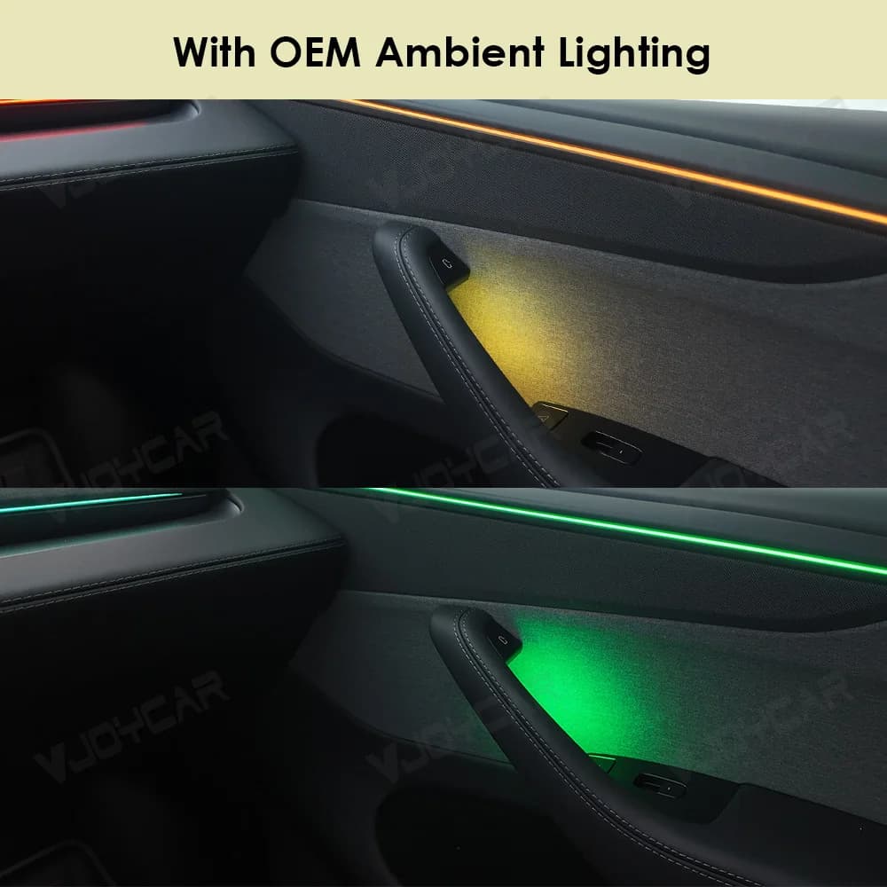 إضاءة محيطة جديدة لمقبض باب موديل Y جونيبر، إضاءة جيب باب موديل 3 هايلاند، مصباح LED داخلي للسيارة - 3