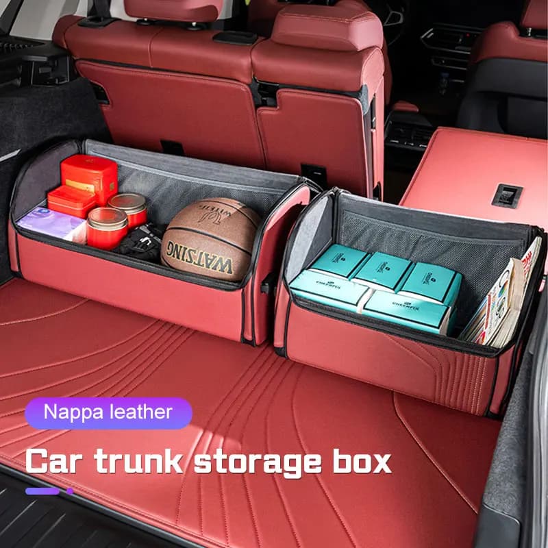 For BAIC Jishi Polestone 01 Rox 01 Car Trunk Organizer Box Large Capacity Folding Leahter Storage Bag Organizer Tidying Box ﻿ - 2