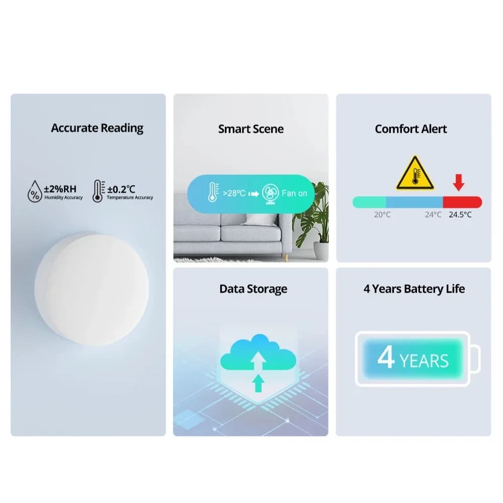 SONOFF SNZB 02P eWeLink Smart Home Gadgets ZigBee Temperature Sensor Humidity Detector Thermometer Alexa Google Assistant Yandex - 5