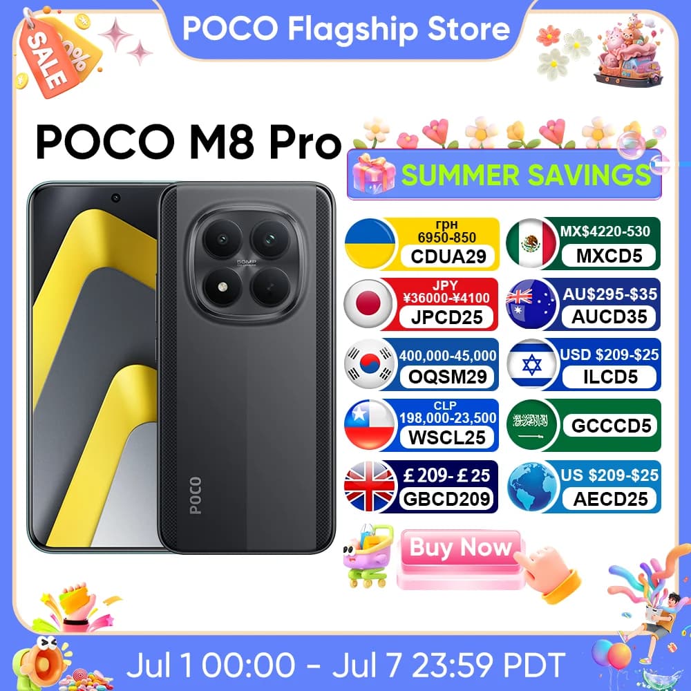 Newest POCO M8 Pro Global Version 5G Smartphone Snapdragon 7s Gen 4 6.83" 120Hz Display 50MP Camera 6500mAh 100W HyperCharge NFC