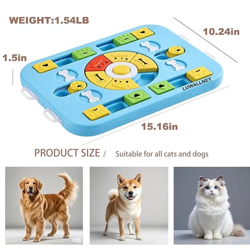 لعبة ألغاز تفاعلية للكلاب الكبيرة والمتوسطة والصغيرة والقطط 4 طرق للعب مغذية بطيئة تعزز الهضم سهلة التنظيف - 5