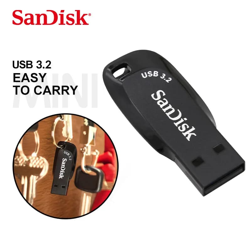 SanDisk USB 3.2 64GB USB Flash Drive CZ410، فلاش درايف، عصا ذاكرة سوداء، U Disk صغير، تخزين خارجي للابتوب - 4