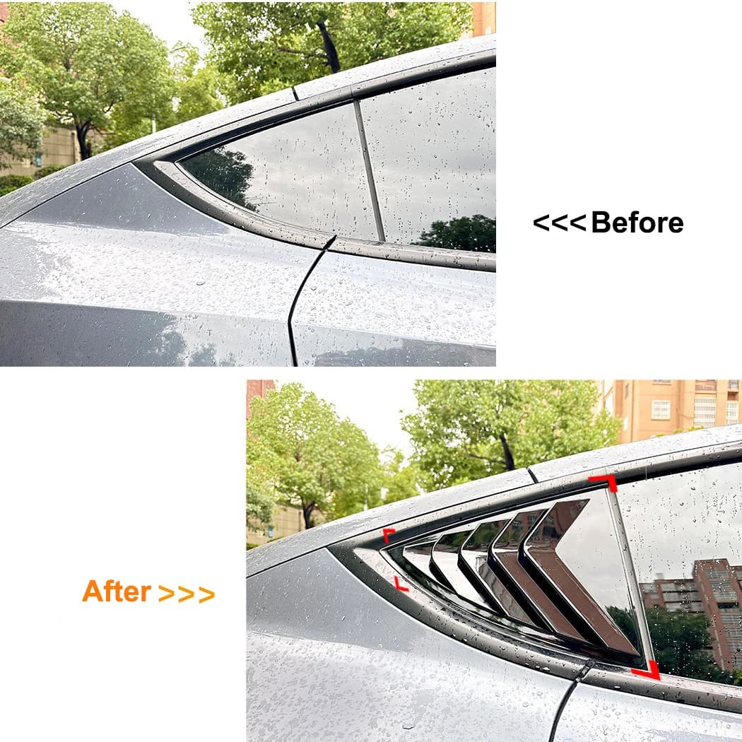 2PCS Side Window Louver Cover Sport Style For Tesla Model 3 Y Juniper Highland 2025-2020 2026 Rear Window Spoiler Shutter Cover - 5