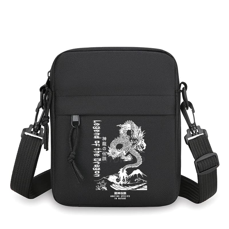 Men's Shoulder Bag Japanese Style Vintage Dragon Small Crossbody Bags Man Fashion Zipper Mini Mobile Phone Bag Fun Messenger Bag - 6