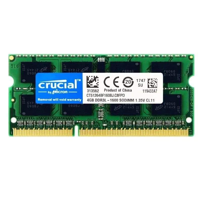 ذاكرة رام Crucial DDR3L بسعة 4 جيجا بايت و8 جيجا بايت للابتوب، 1333 ميجا هرتز و1600 ميجا هرتز، PC3L 10600S 12800S، 204 دبوس، 1.35 فولت SODIMM - 2