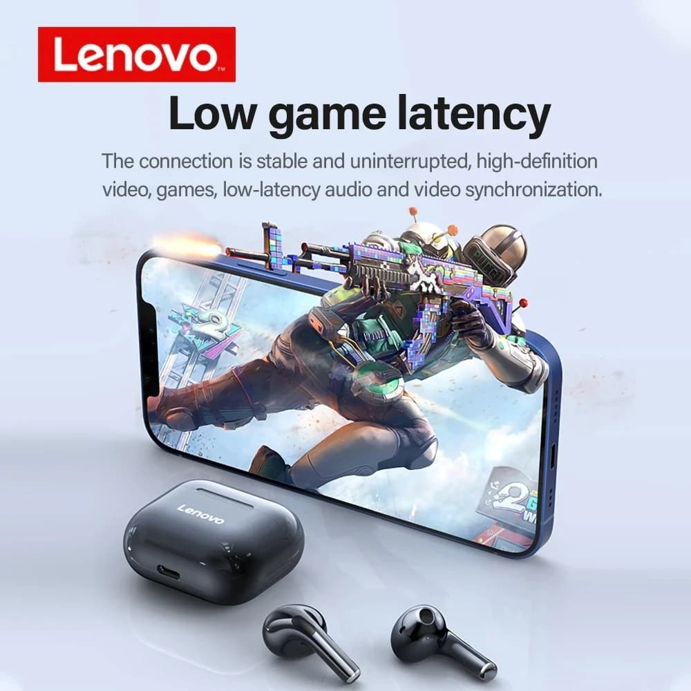 5 قطع سماعات Lenovo LP40 لاسلكية TWS بلوتوث، تحكم باللمس، سماعات رياضية ستيريو للهواتف الأندرويد - 4