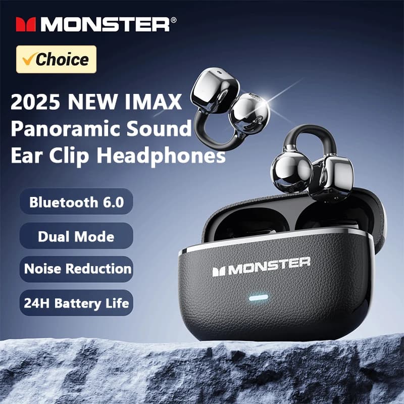 سماعات أذن Monster MQT65 OWS بلوتوث 6.0 جودة صوت HiFi مكالمة HD سماعات رأس لاسلكية مشبك أذن إلغاء الضوضاء سماعات أذن رياضية