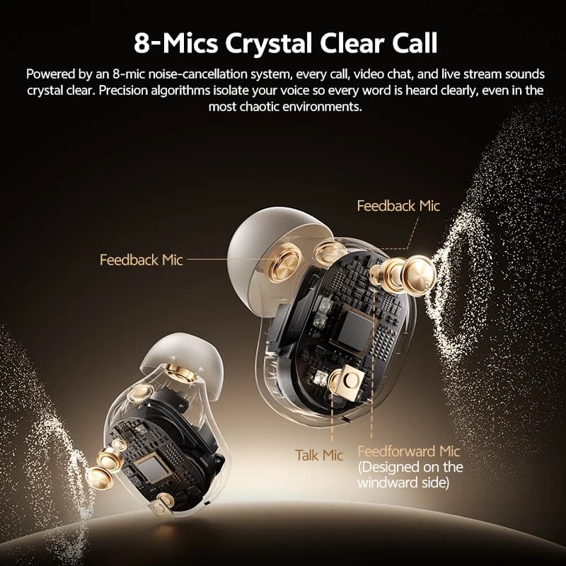QCY MeloBuds A30 Wireless Earbuds 60dB Adaptive AI Scene ANC 8-Mic 3-Device Connect Bluetooth Earphones LDAC Hi-Res Headphones - 4