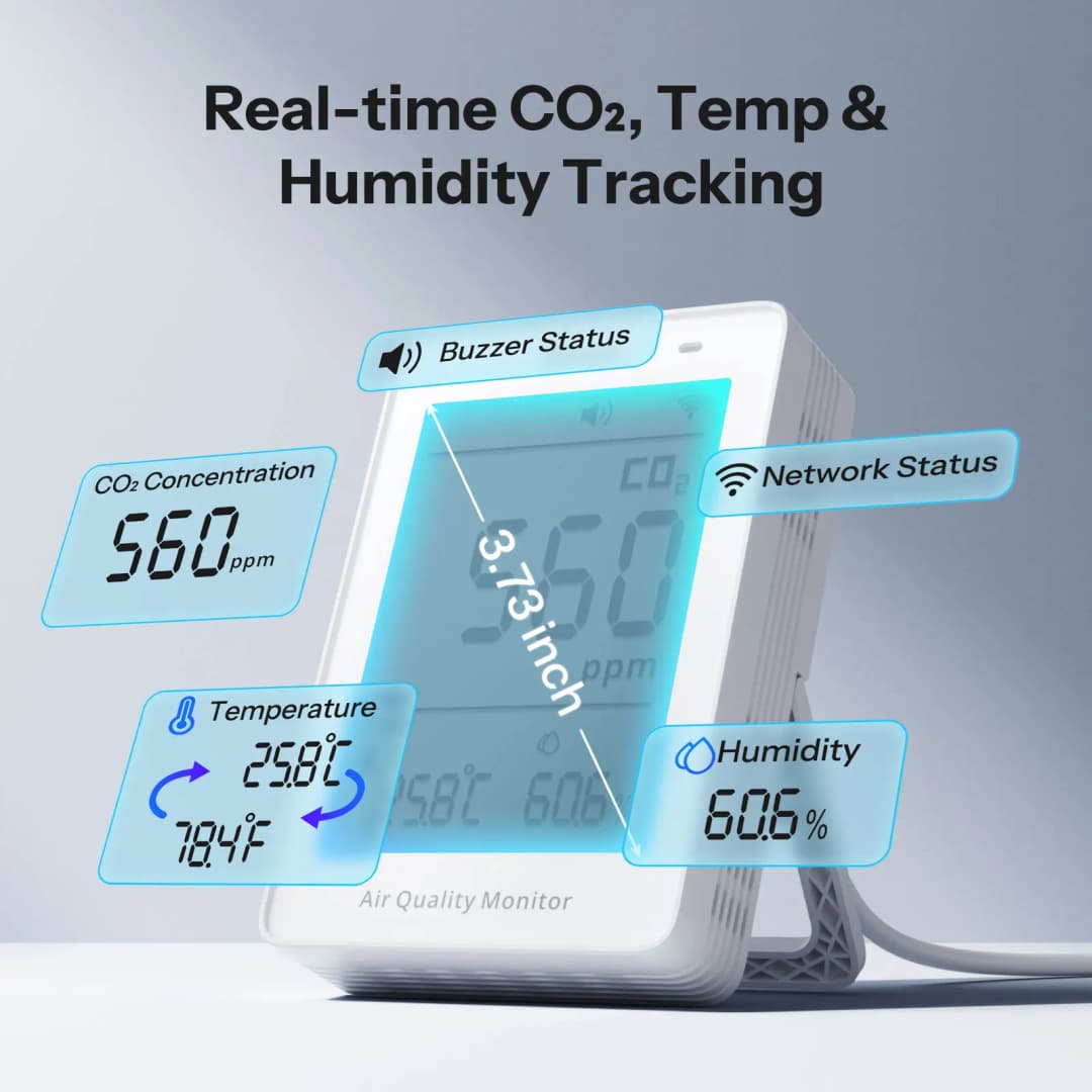 SONOFF SAWF-08P AirGuard CO2 Matter over Wi-Fi Air Quality Monitor Mult Metric Environmental Matter Compatible Alexa Apple Home - 4