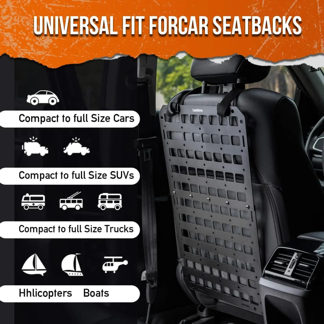 Car Seat Back Tactical Molle Panel Multifunctional Adjustable Seat Mesh Storage Organizer Tactical Vehicle Storage Hanging Plate - 4
