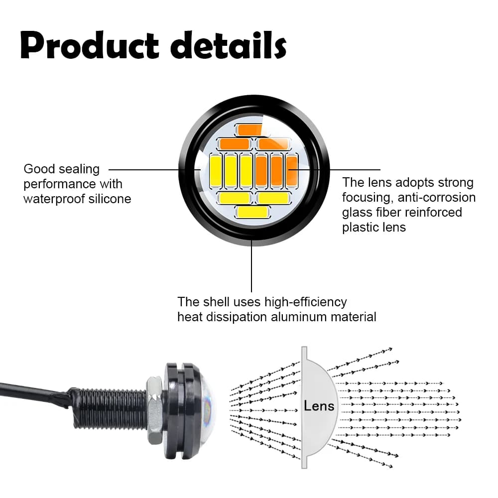 1 قطعة أضواء النهار الجري لسيارة 12 فولت DRL هوك لمبة مستديرة شاحنة مزدوجة فلاش الفرامل مصباح إشارة دراجة نارية اكسسوارات 2025 - 5