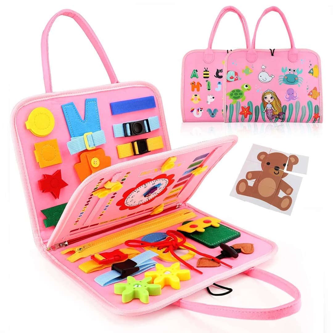 Montessori Toys Busy Board Sensory Activity Developing Board for Motor Skills,Learning Board for Toddlers - 2