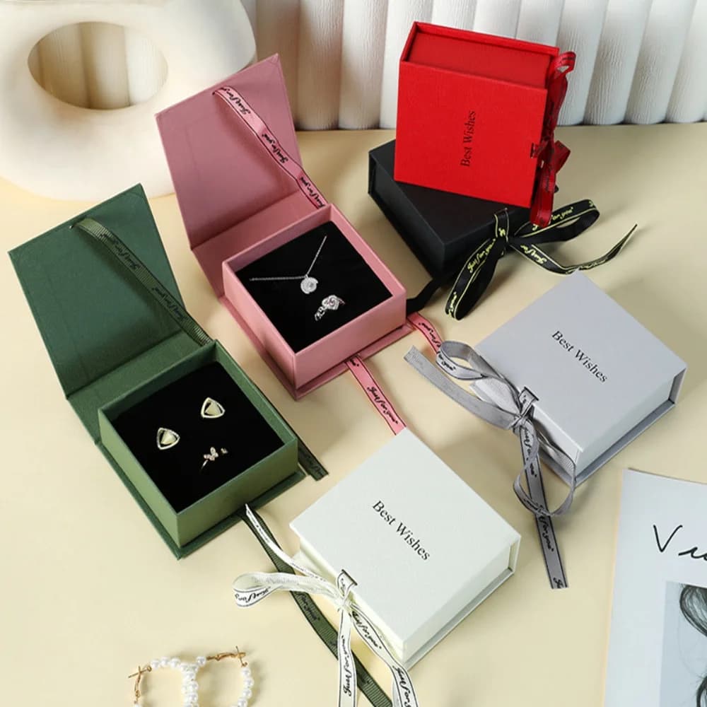 صندوق تغليف هدايا صندوق مجوهرات عالي الجودة صندوق مجوهرات منظم قلادات صغير للمنزل والسفر تخزين المجوهرات