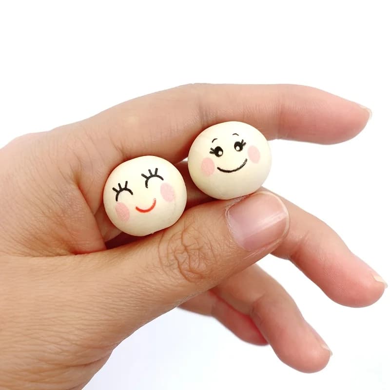20pcs Smiling Face Wooden Beads For Making Creative DIY Handmade Beaded Craft Supplies - 3