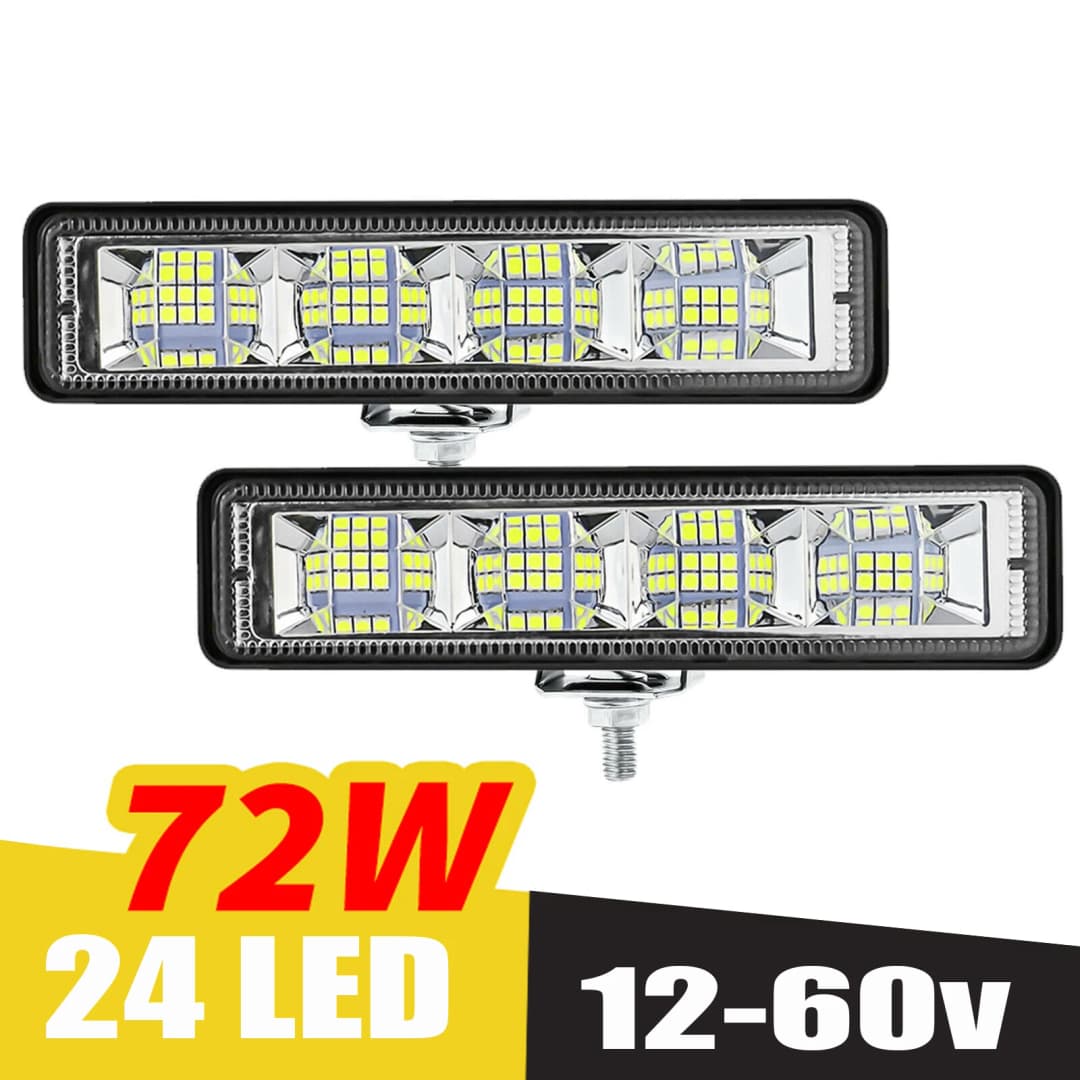 2Pcs 72W Car Work Light LED Bar 4x4 24 LED Worklight Bar Offroad SUV ATV Tractor Boat Trucks Excavator 12-60V led Combo Beam - 2