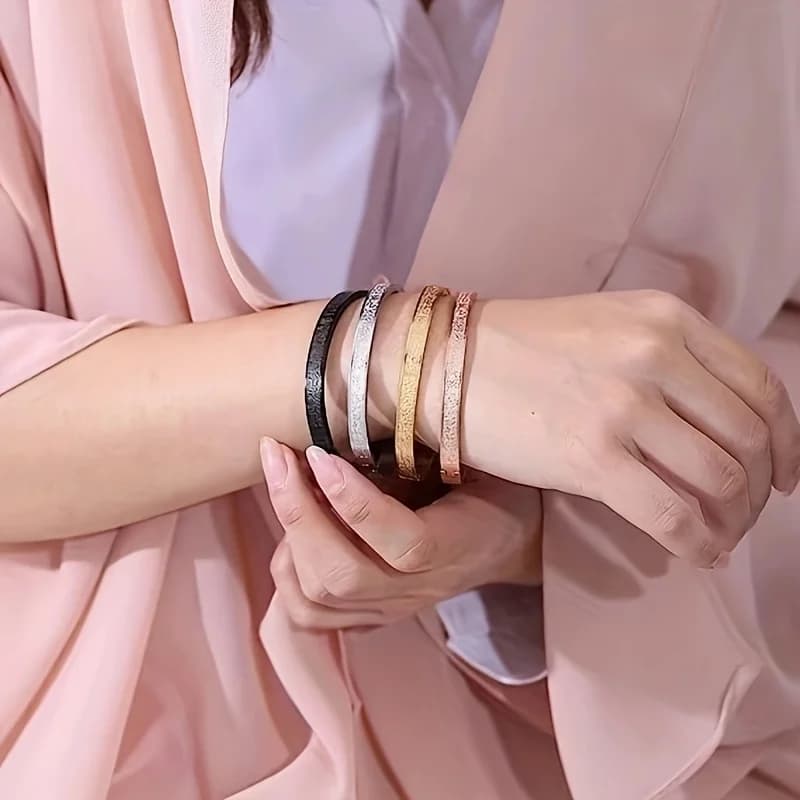 Ayatul Kursi سوار التيتانيوم الصلب سوار الخط الإسلامي الإسلامي الله العربي رسول المجوهرات