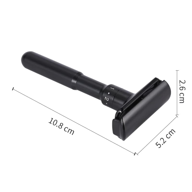 Mingshi Metal Adjustable Safety Razor Travel Double Edge Classic Men Shaving  Black Hair Removal Shaver with 5 Blades - 2
