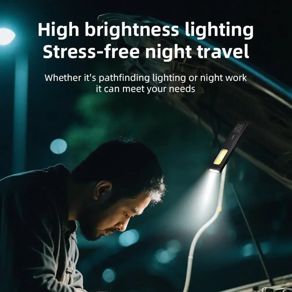 Mini Portable Rechargeable LED Torch Light, Waterproof Outdoor Work Pocket Flashlight with Magnetic Grip, Compact LED Flashlight - 3