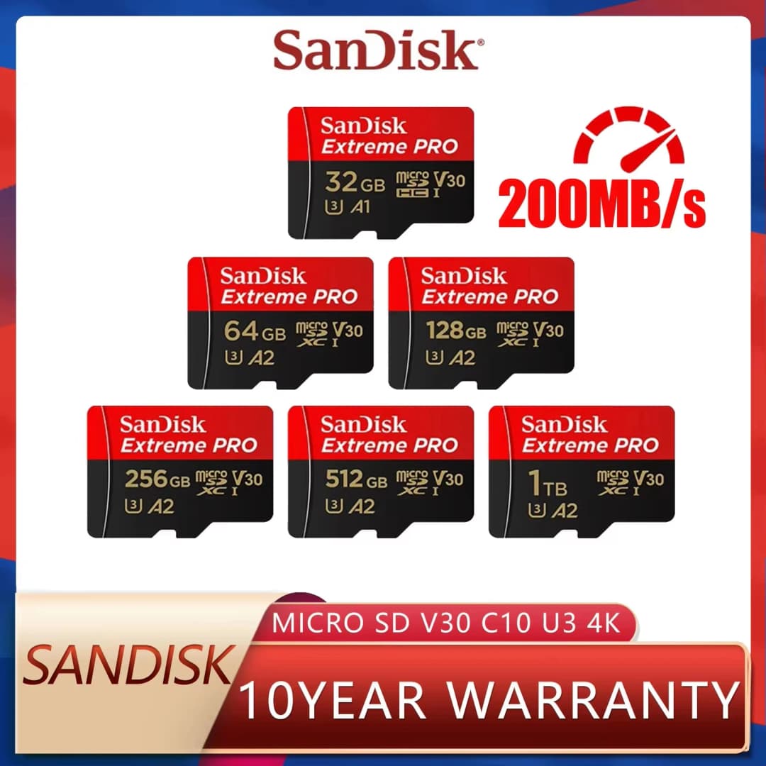 SanDisk Ultra Micro SD Card, A2 U3 V30 C10, 200MB/s high-endurance TF card, capacity 128GB/512GB