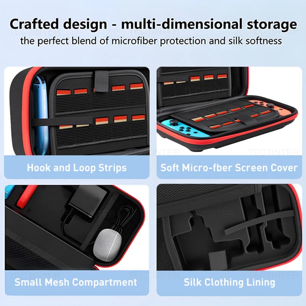 حقيبة تخزين كبيرة للتبديل وحقيبة حماية محمولة OLED مع 20 فتحة ألعاب حقيبة سفر لملحقات Joypad NS - 5